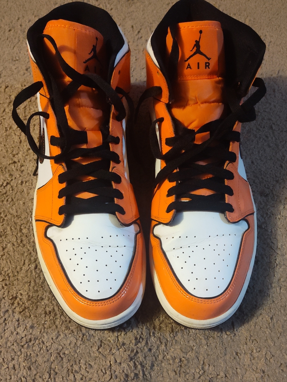 Jordan High-Top Sneakers in Orange, White & Black